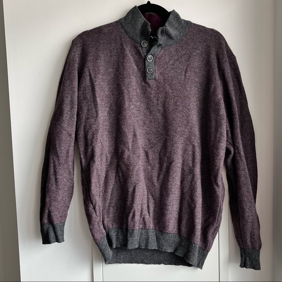 Men’s Burgundy and Gray Crewneck Sweater - Picture 1 of 5